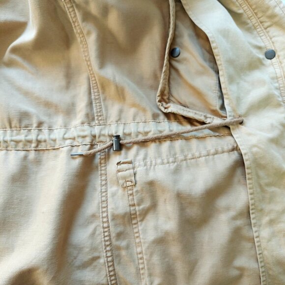 Roots Canada Women Utility Jacket Small Tan Button Cargo Hooded Lightweight - Picture 12 of 16
